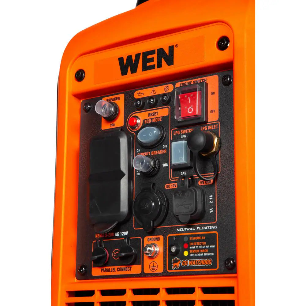 2800/2250-Watt Dual Fuel Inverter Recoil Start Generator, Quiet, Portable, Lightweight W/ Fuel Shut off and CO Watchdog