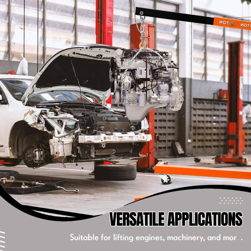 4400 Lbs (2 Ton) Capacity Foldable Engine Hoist, Hydraulic Shop Crane, 6 Wheels, Telescopic Boom, Cherry Picker,Orange