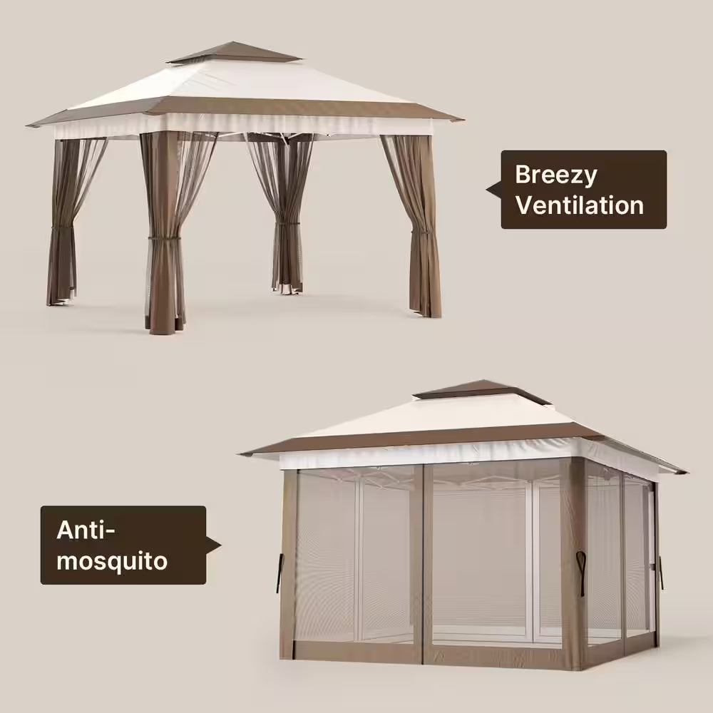 11 Ft. X 11 Ft. (121 Sq. Ft.) Instant Pop up Gazebo Tent with Mosquito Netting, Yellow