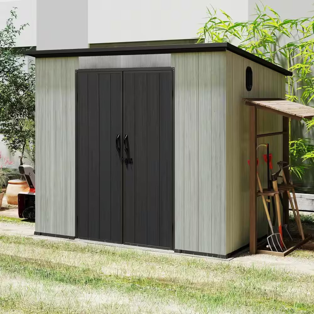 8 Ft.W X 6 Ft.D Resin Outdoor Storage Shed with Lockable Double Doors(48 Sq.Ft)