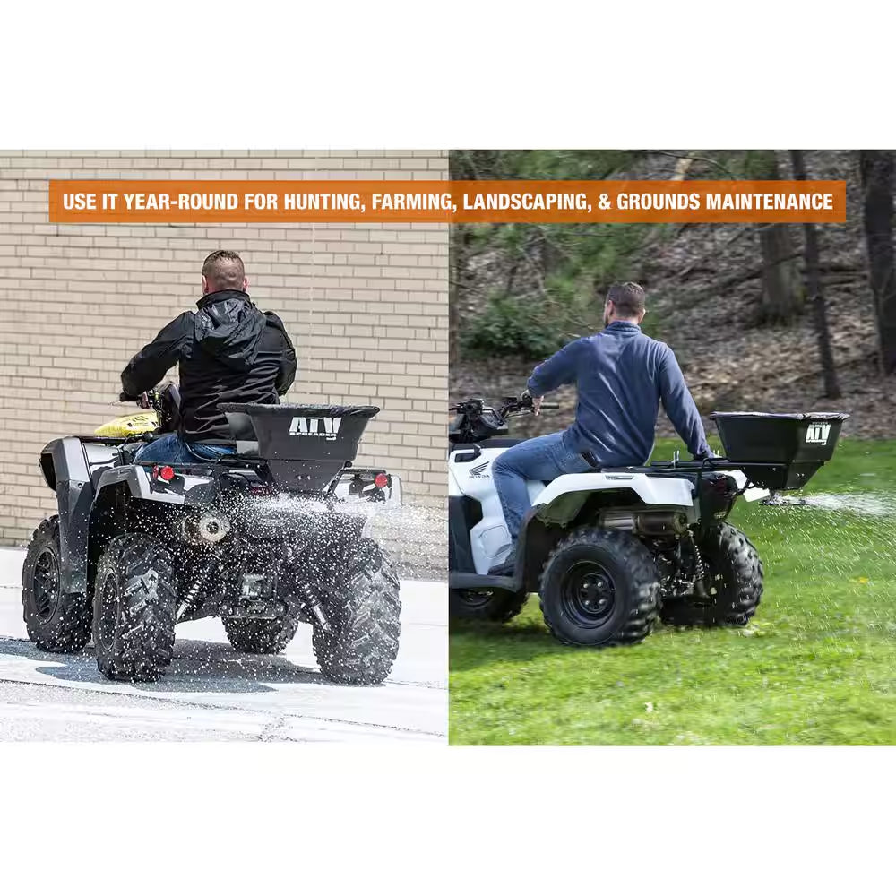 100 Lbs. Capacity ATV Mounted All Purpose Broadcast Spreader for Rock Salt, Feed, Seed and Fertilizer
