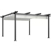12 Ft. X 12 Ft. White Portable Gazebo, Retractable Pergola with Weather Resistant Canopy, Aluminum Patio Grill Gazebo