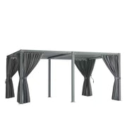 12 Ft. X 16 Ft. Gray Aluminum Louvered Pergola with Steel Roof and Curtains