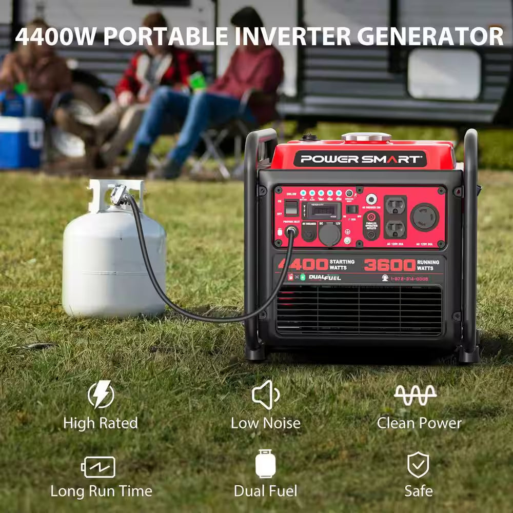 4400-Watt/3600-Watt Dual Fuel Inverter Generator Pull Cord Start with CO Protect Carbon Monoxide Detection