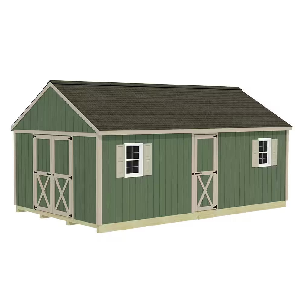 Shedquarters 12 Ft. X 20 Ft. Wood Shed Kit with Barn Doors, Extra Walk-In Door and Fortressfloor (240 Sq. Ft.)