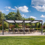 11.7 Ft. X 24.1 Ft. Gray Aluminum Outdoor Louvered Pergola with 4 White Individual Adjustable Roofs and In-Built Gutter