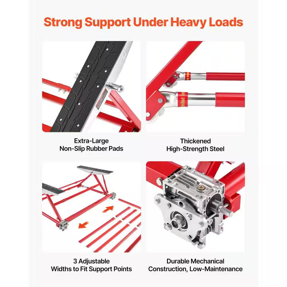 Portable Car Lift 4400 Lbs. Capacity, Durable Steel Construction with 23 In. Max Height, Adjustable Width and Wheels