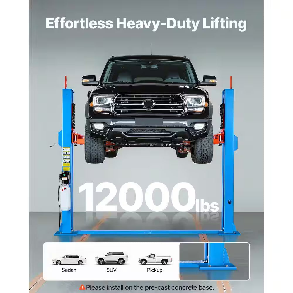 2-Post Lift Symmetric 2 Post Car Lift 12000 Lb. Capacity, 220V 2.95 HP Powerful Motor, for Sedan SUV Pickup