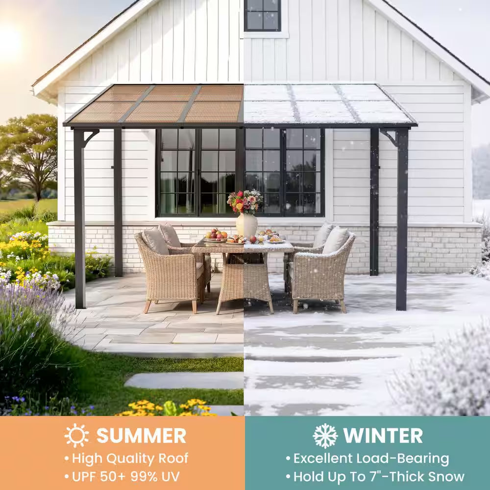 10 Ft. X 14 Ft. Outdoor Gazebo Pergola Aluminum Framed with Sloping Pitched Roof