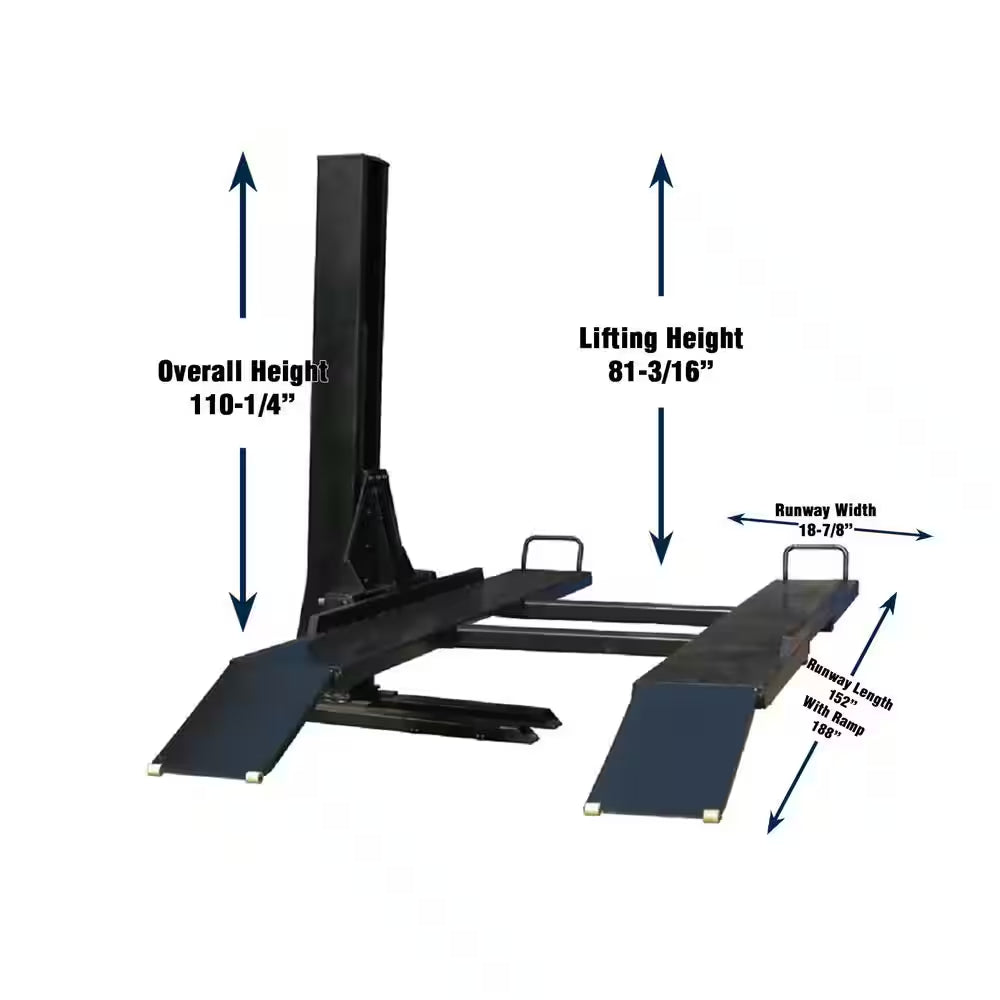 Single Post/Column Car Parking Storage Car Lift 6,000 Lbs. Capacity