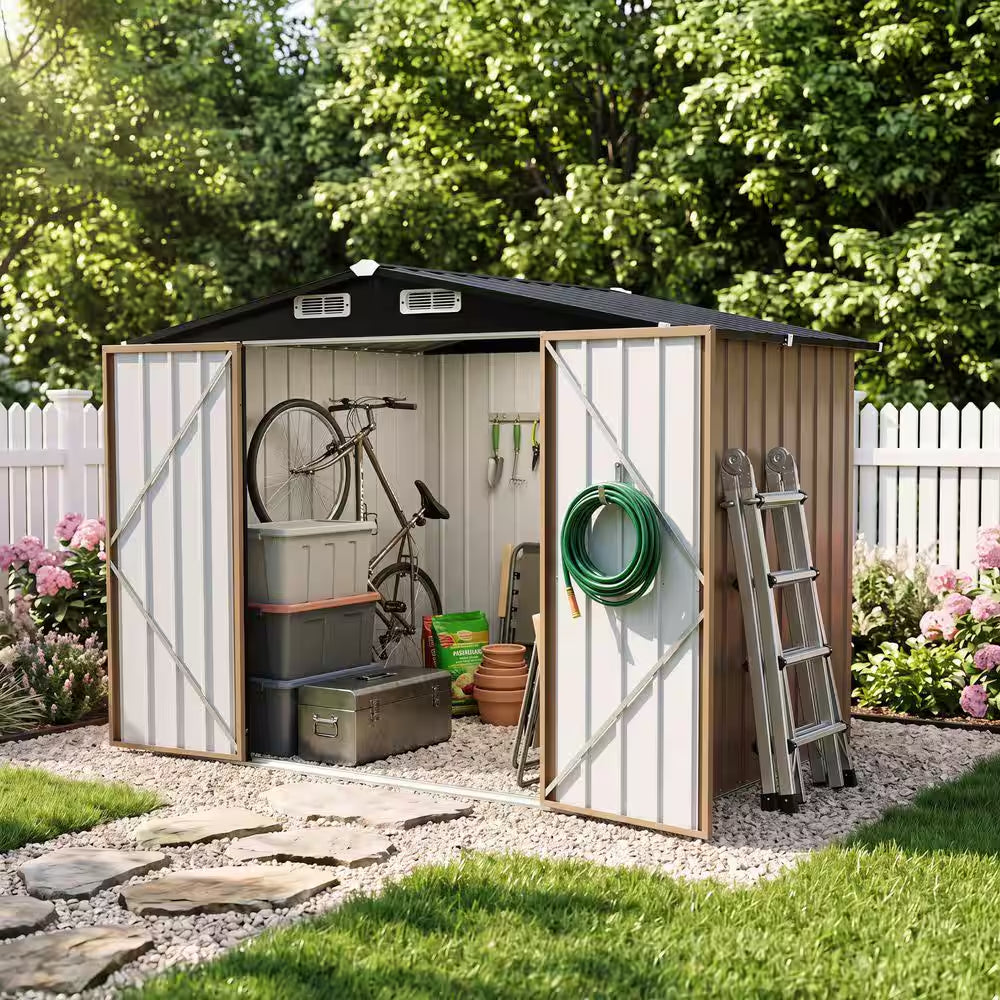 8 Ft. W X 6 Ft. D Metal Outdoor Storage Shed with Durable Double Doors (47 Sq Ft.)