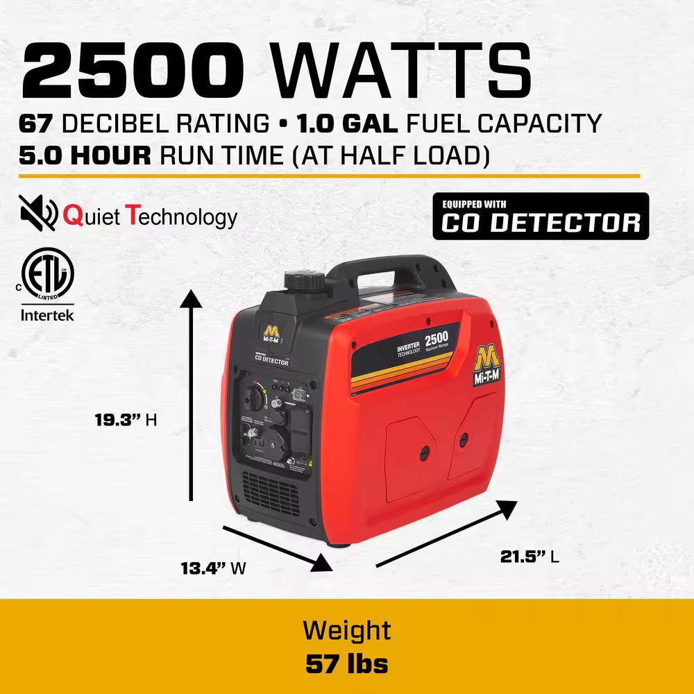 2,300-Watt Recoil Start 2,500-Watt Gasoline Powered Inverter Generator with CO Detection