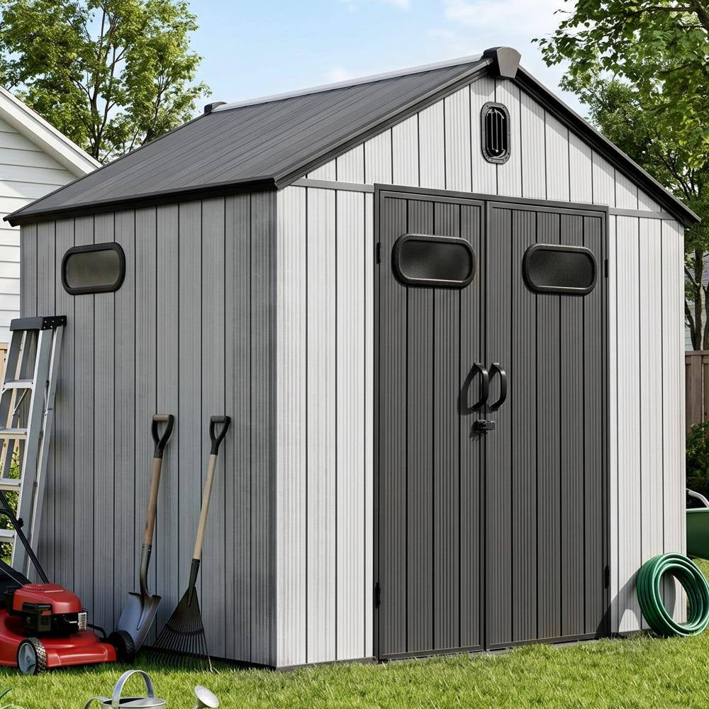 8X6 Ft Resin Outdoor Storage Shed with Lockable Door, Ventilated, Waterproof, Uv-Resistant , Coverage Area- 46 Sq.Ft.