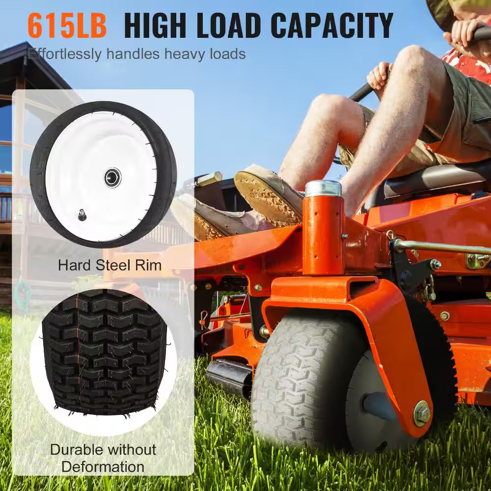 Lawn Mower Tires with Rim 16 X 6.5-8 In. Tubeless 2-Pack with 16 Adapters