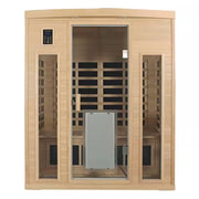 3-Person Natural Wood Far Infrared Hemlock Wood Sauna Room with LED Reading Light