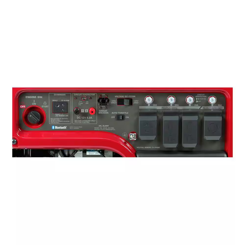 7000/5500-Watt Electric and Recoil Start Gasoline Portable Generator with Bluetooth, CO‑MINDER, Wheel and Handle Kit
