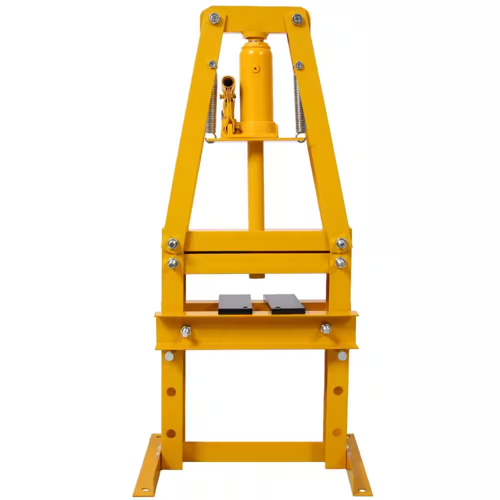6-Ton Hydraulic Shop Press with Plates, Heavy-Duty A-Frame Garage Floor Press, Yellow