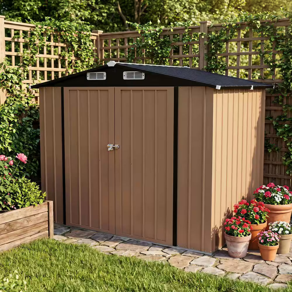 8 Ft. W X 6 Ft. D Metal Outdoor Storage Shed with Durable Double Doors (47 Sq Ft.)