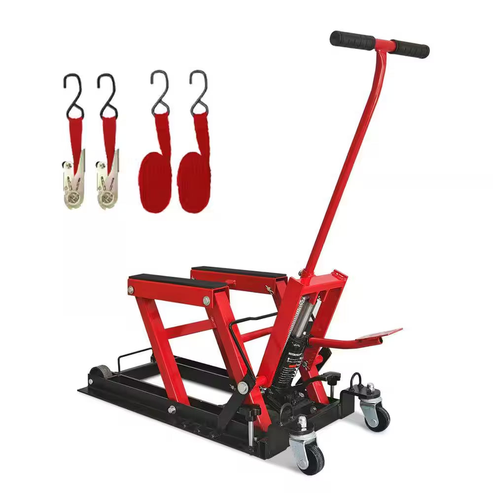 1500 Lbs. Capacity, Hydraulic Motorcycle Lift Jack, ATV Scissor Lift Jack Portable Motorcycle Lift Table with 4 Casters