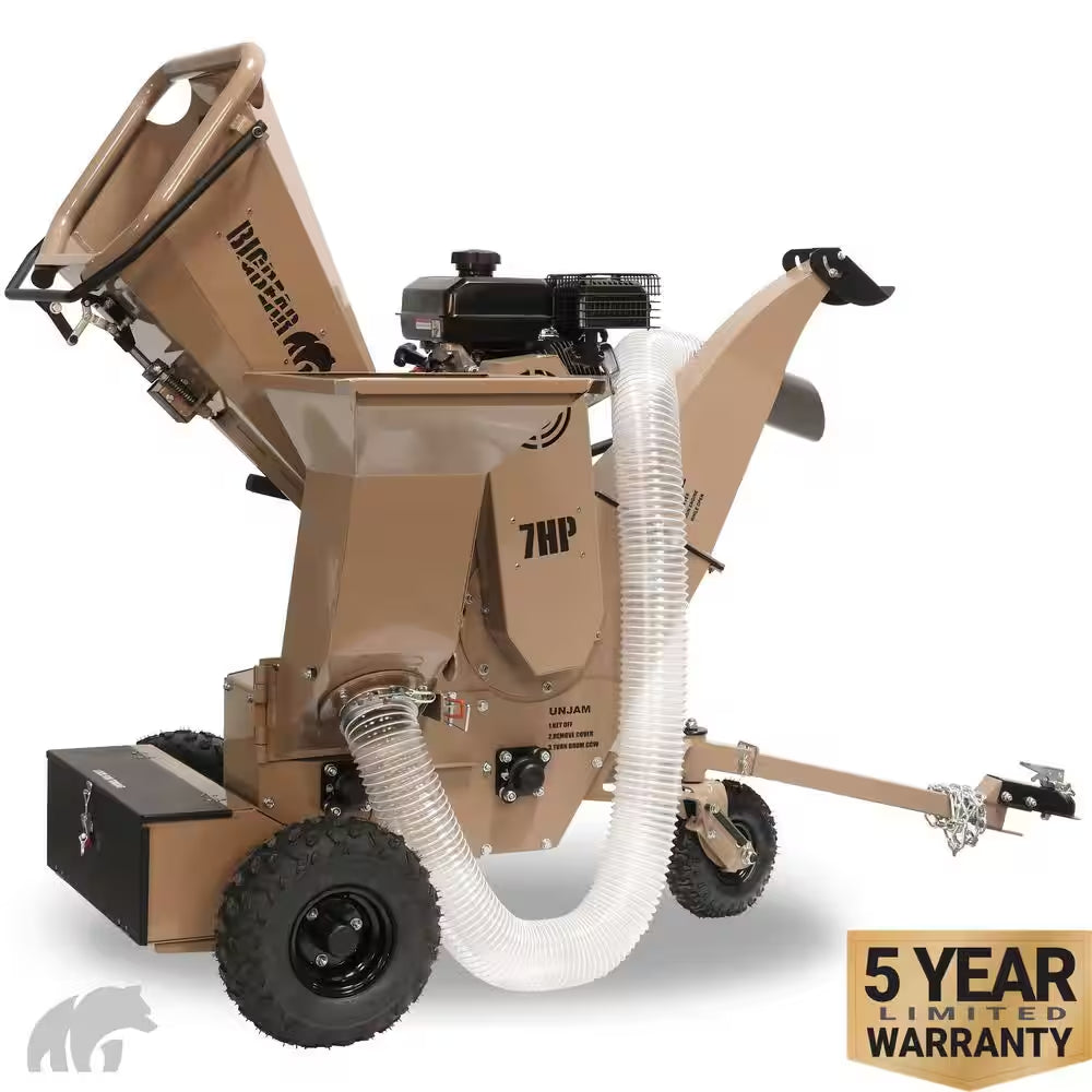 Tornadic 3 In. 7 HP Gas Powered Commercial Chipper Shredder, Self Feeding, with Vacuum and Electric Start