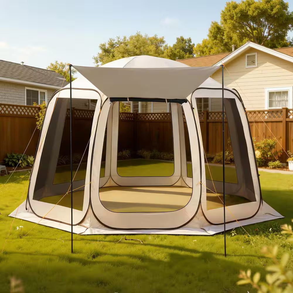 Screen House Tent, Portable Screened in Canopy with Carry Bag, 12 X 11 Ft. 10-12 Person Pop up Screen Tent with Awning