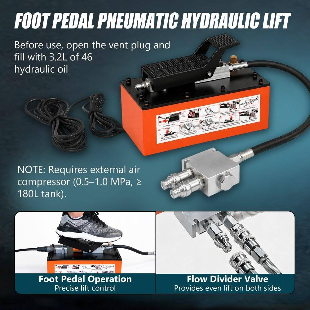 7000LBS Portable Car Lift, Air-Hydraulic Vehicle Lift with 26.8" Max Height, 11.5" Extension Plates, for Sedan, SUV
