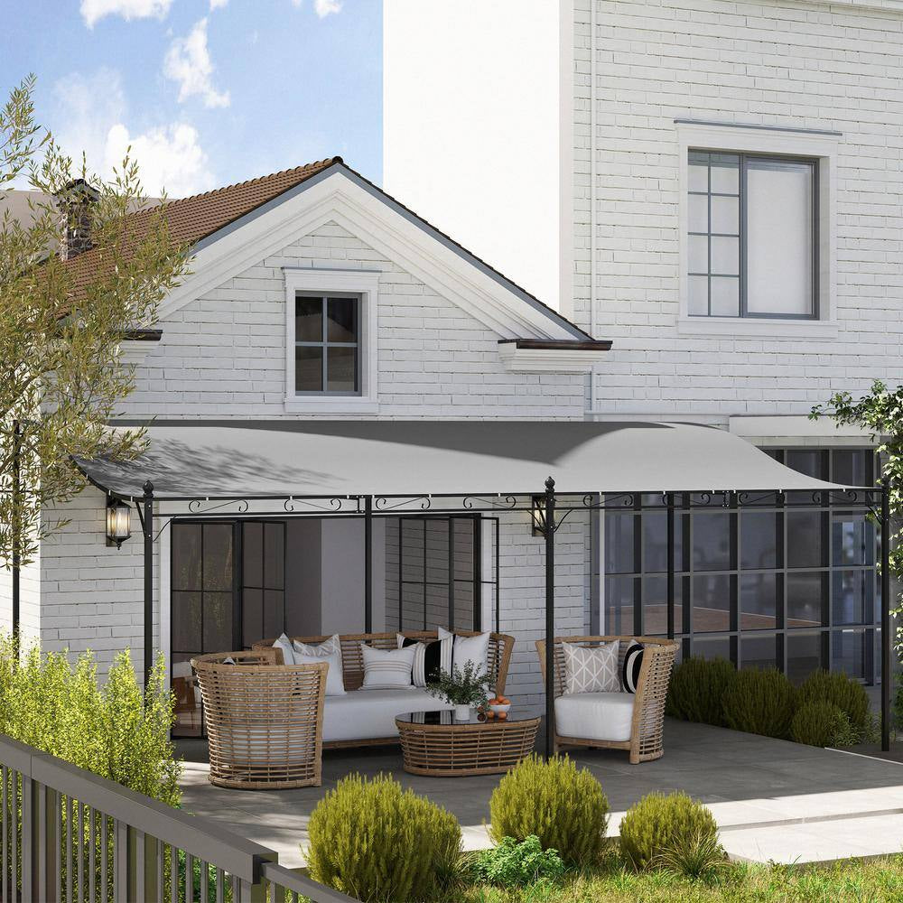 10 Ft. X 20 Ft. Outdoor Pergola Canopy, Metal Patio Canopy with Weather-Resistant Fabric and Drainage Holes