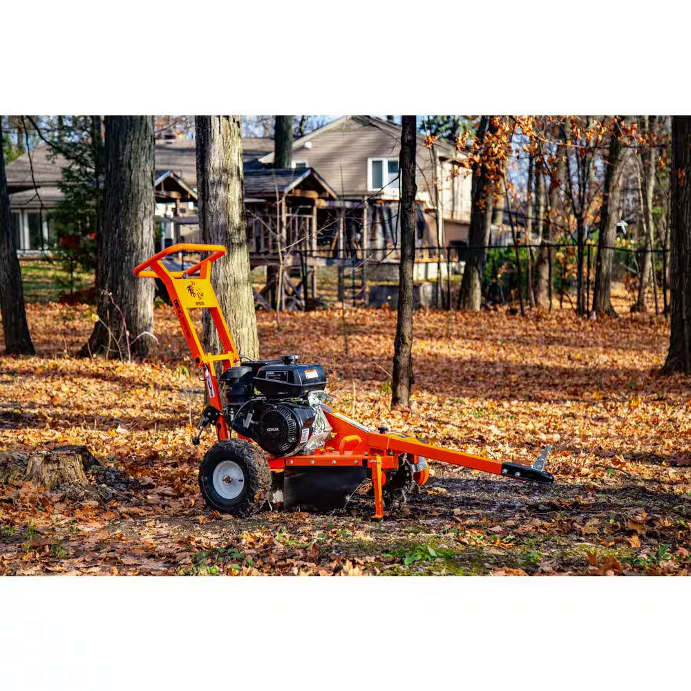 12 In. 14 HP Gas Powered Certified Commercial Stump Grinder with 9 High Speed HPDC Machined Carbide Cutters