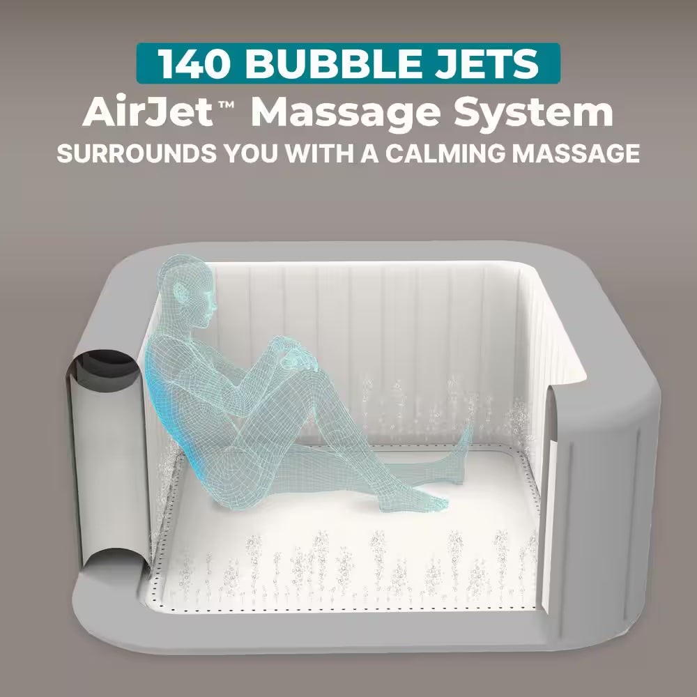 Saluspa Hawaii 4-Person 140 Jet 120V Inflatable Hot Tub with Airjets, Square Spa
