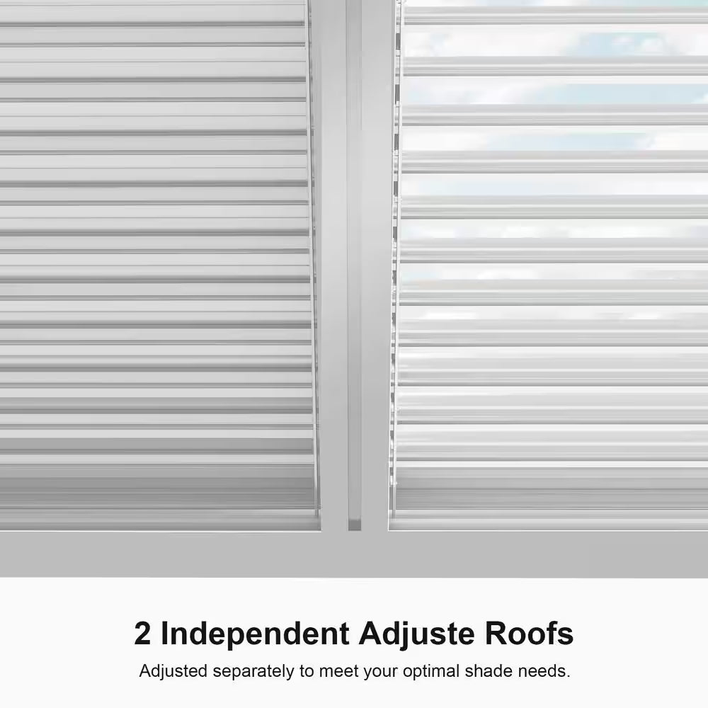 12 Ft. X 14 Ft. White Aluminum Frame Outdoor Hardtop Louvered Pergola with Adjustable Sunshade Roofs and In-Built Gutter