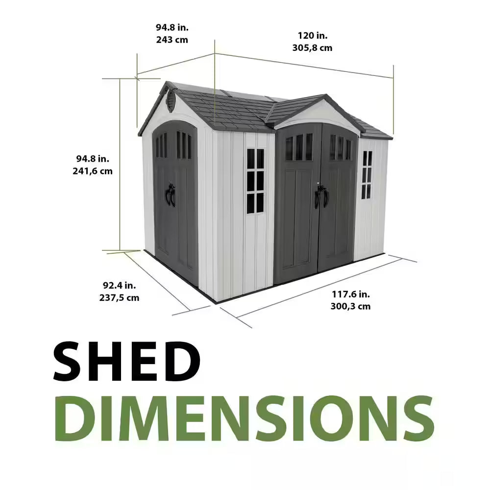 10 Ft. W X 8 Ft. D Resin Dual Entry Outdoor Storage Shed (80 Sq. Ft.)