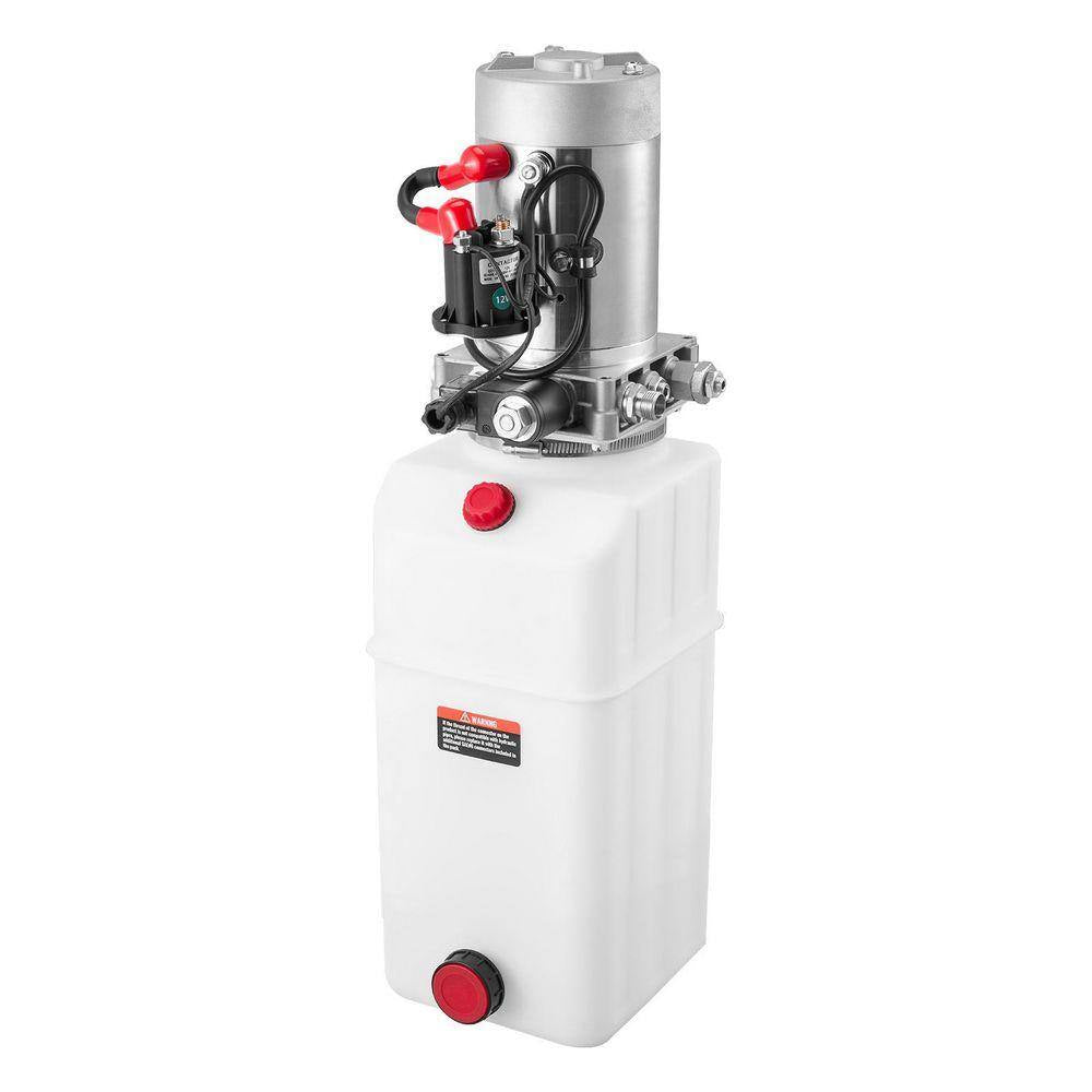 6 Qt. Hydraulic Power Unit, Single Acting Dump Trailer Pump, 3200 PSI Max Relief Pressure and 0.91 GPM Flow Rate, White