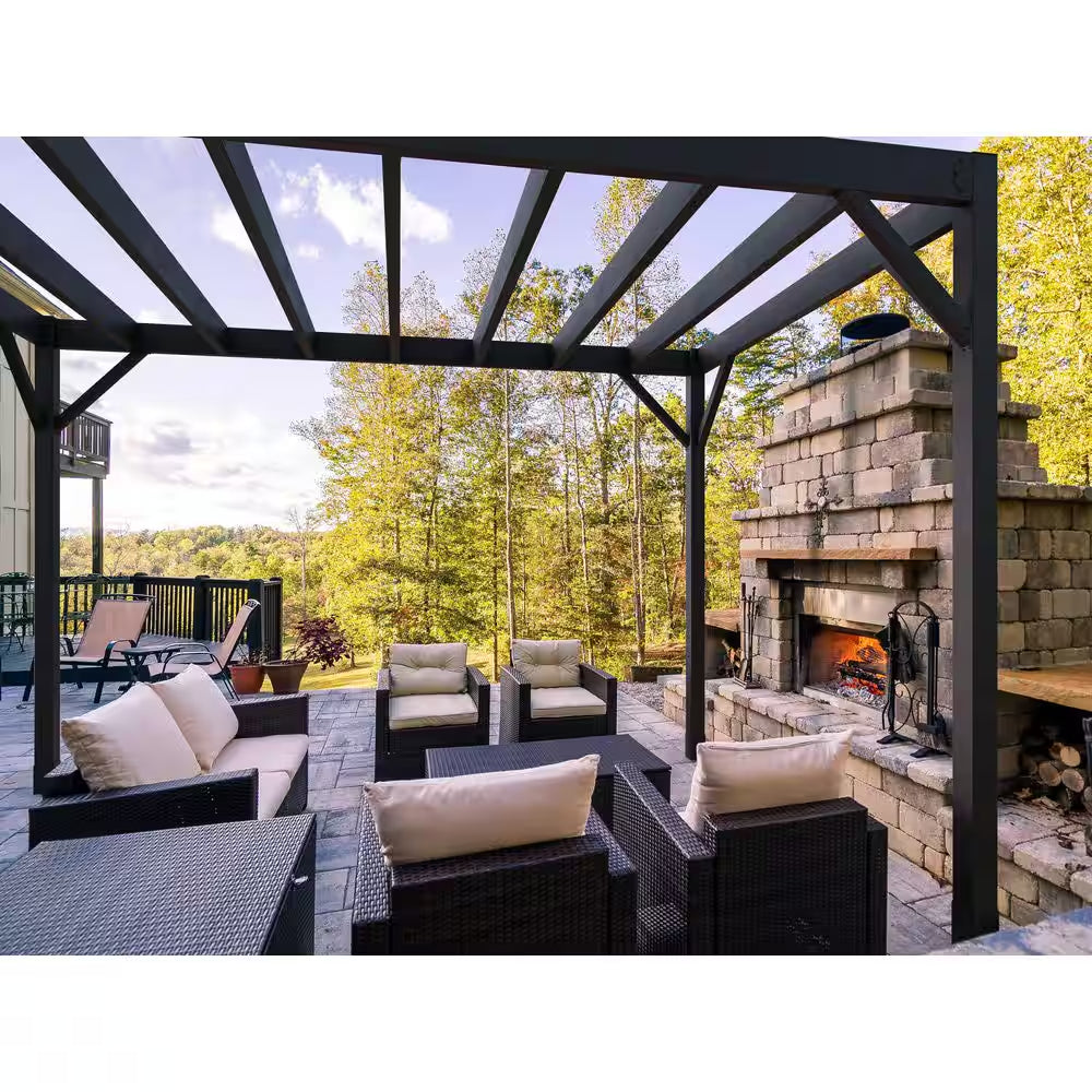 Evolution 8 Ft. X 12 Ft. Black Modern Heavy Duty Steel Pergola Kit