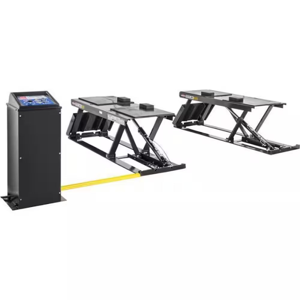 P-9000LTF Low-Rise Pit-Style Scissor Car Lift 9000 Lb Capacity - Open-Center W/Flush Mount with 220V Power Unit Included