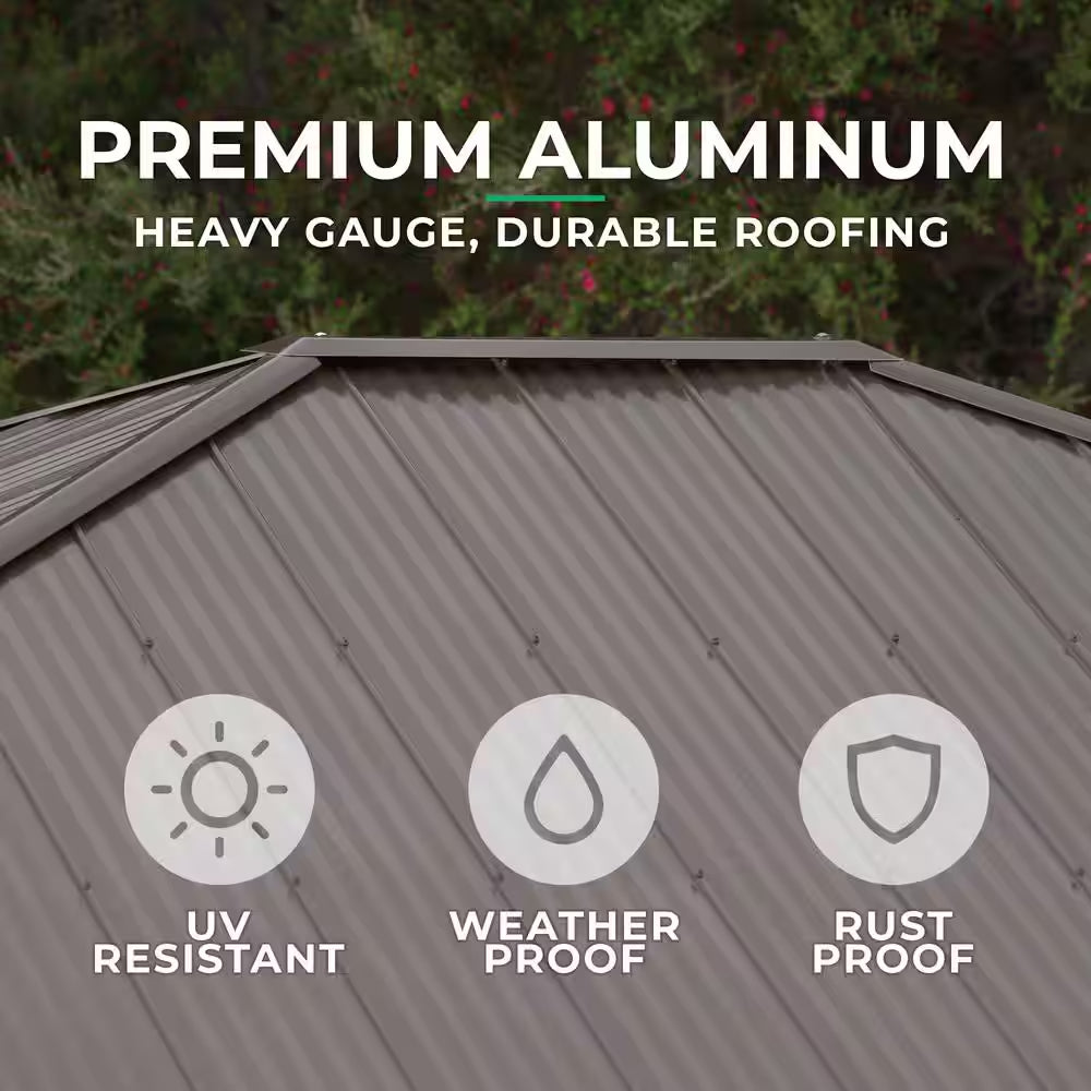 DIY Meridian 12 Ft. X 14 Ft. Cedar Wood Outdoor Patio Gazebo Kit with Hardtop Metal Roof - Permanent Covered Patio Shade