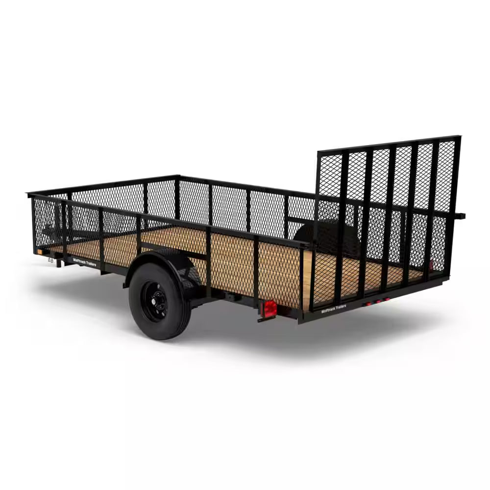 6 Ft. X 12 Ft. Utility Trailer with Mesh Sides and Wood Floor, 2,090 Lb. Payload Capacity