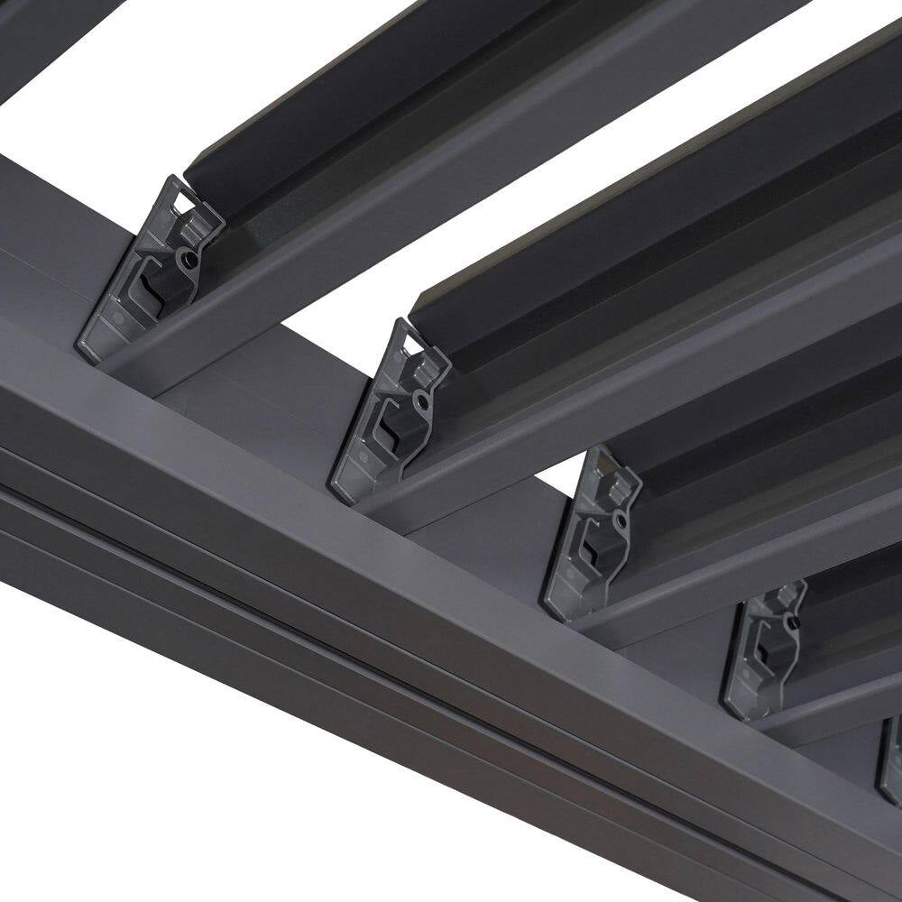 Harrow 9.75 Ft. X 9.75 Ft. Black Aluminum Outdoor Pergola with Adjustable Louvered Roof
