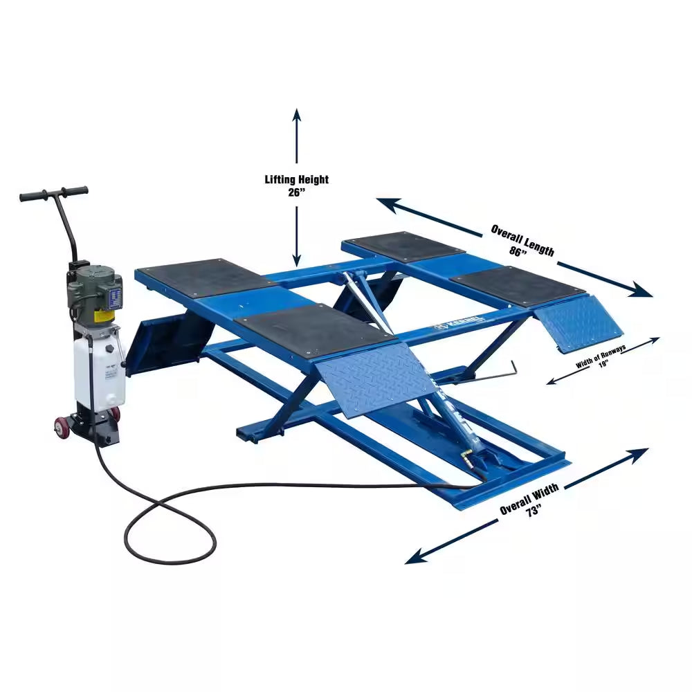 Low-Rise Scissor Car Lift 6,000 Lbs. Capacity Heavy Duty Design