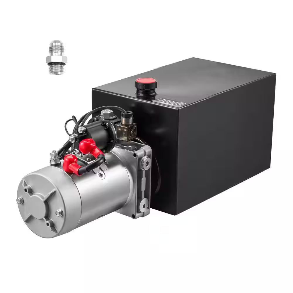 15 Qt. Hydraulic Power Unit, Single Acting Dump Trailer Pump, 3200 PSI Max Relief Pressure & 0.91 GPM Flow Rate, DC 12V