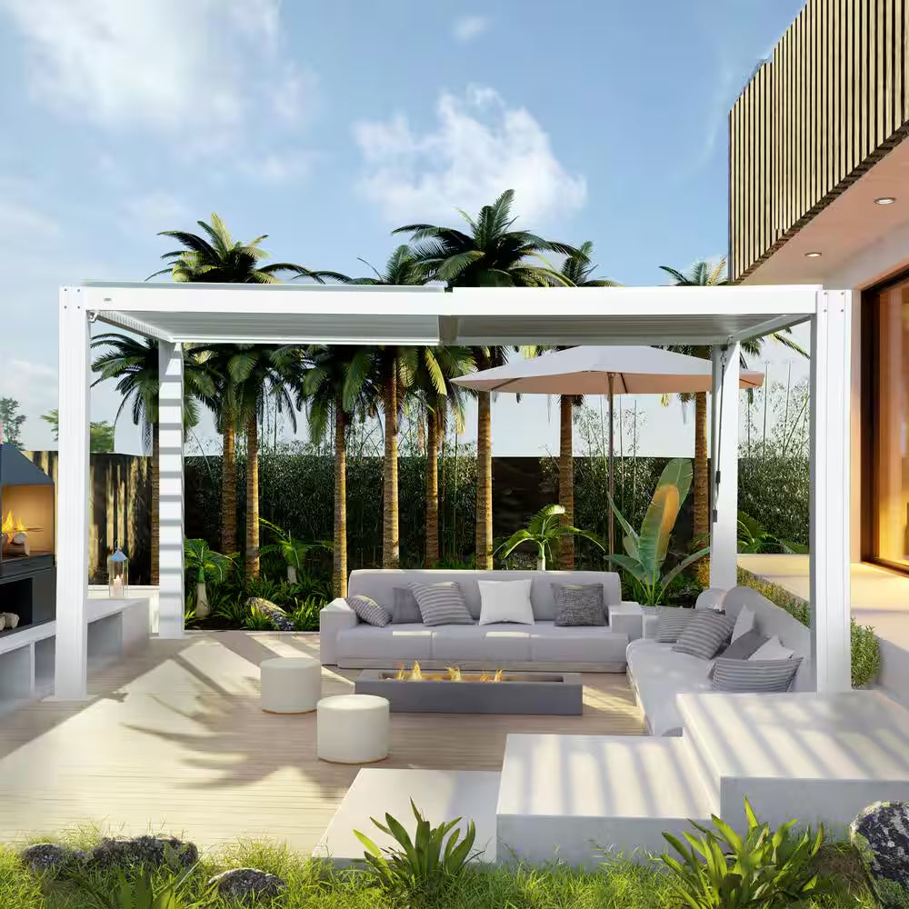 16 Ft. W X 12 Ft. D Aluminum Pergola with Two Adjustable Roof