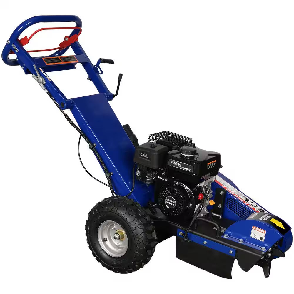 14 In. 7HP Gas Powered Stump Grinder with Ducar Engine 6 Alloy Cutting Teeth and Adjustable Brake Control