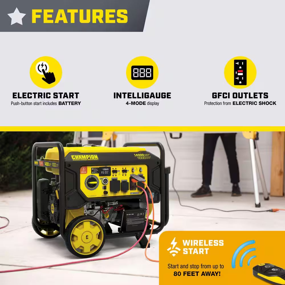 14,000/11,000-Watt Remote Start Tri Fuel Portable Generator W/ Free 3-Year Warranty for Home Backup and Storm Prep