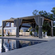 12 Ft. X 20 Ft. Black Aluminum Outdoor Louvered Pergola with Water-Tight Adjustable Roof