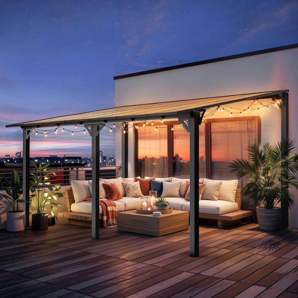 10 Ft. X 14 Ft. Outdoor Gazebo Pergola Aluminum Framed with Sloping Pitched Roof