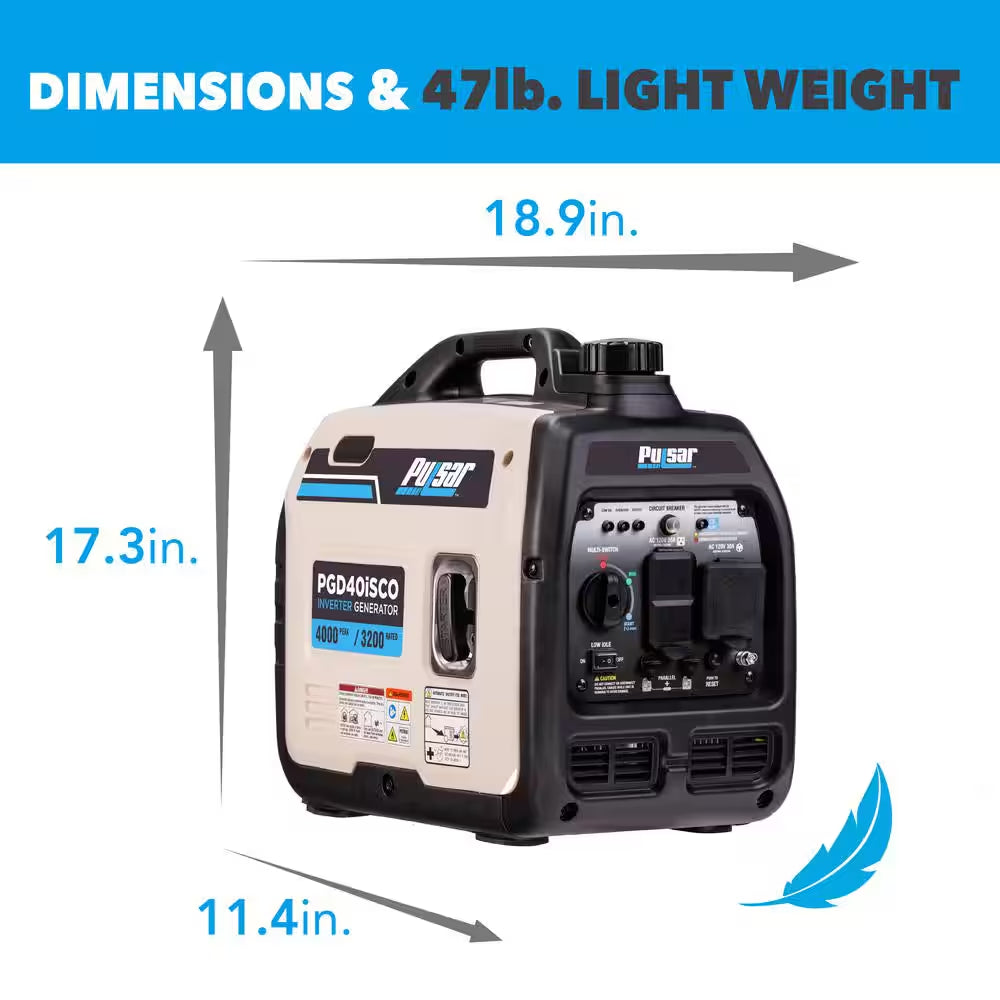4,000-Watt Super Quiet Gasoline Powered Inverter Generator with Recoil Start and CO Alert