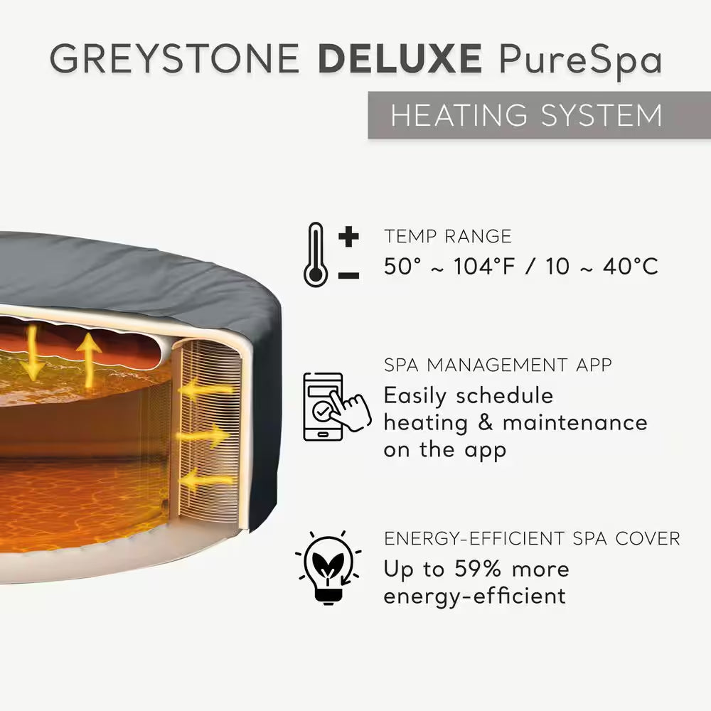 Purespa plus Greystone 6 Person Inflatable Square Hot Tub W/ 170 Airjets