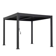 Harrow 9.75 Ft. X 9.75 Ft. Black Aluminum Outdoor Pergola with Adjustable Louvered Roof