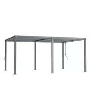 12 Ft. X 16 Ft. Gray Aluminum Louvered Pergola with Steel Roof