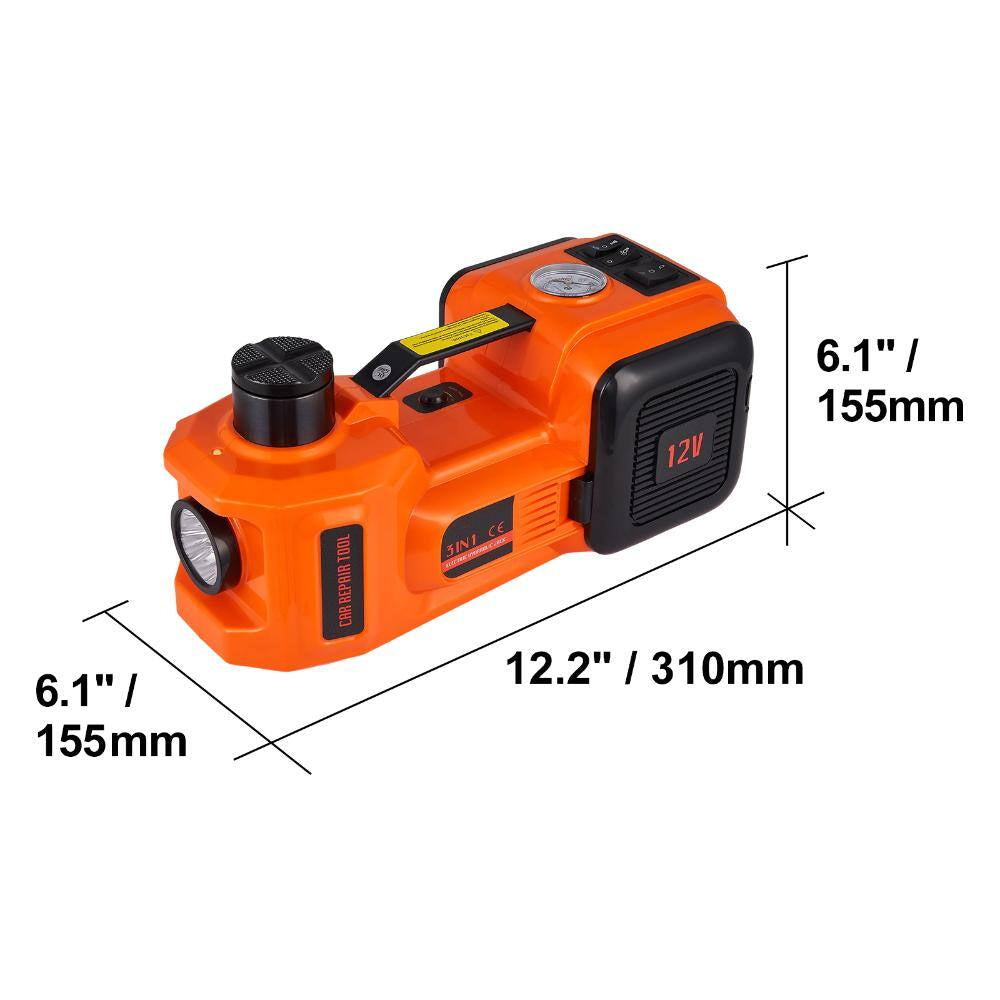5 Ton Electric Car Jack, 11023Lb Hydraulic Jack with Built-In Inflatable Pump & LED Light for SUV Sedan Truck