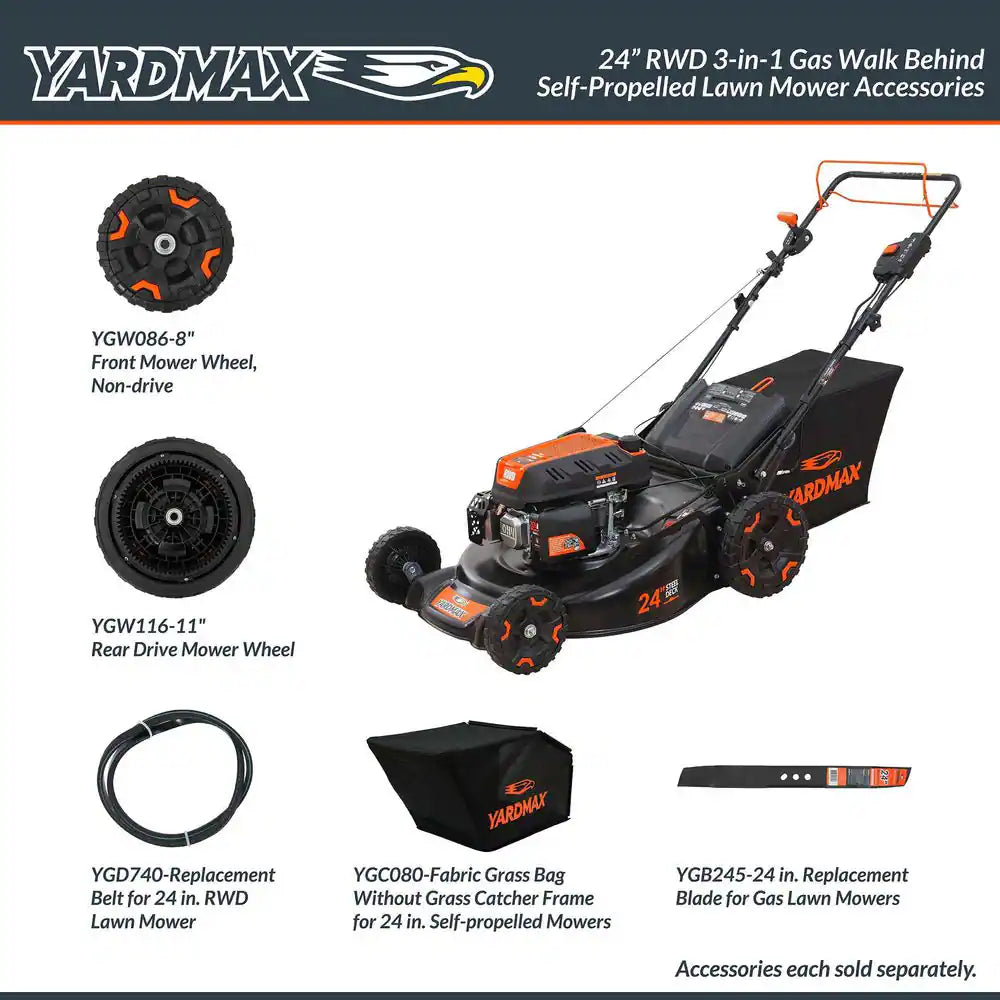 24 In. 201Cc Electric Start SELECT PACE 6 Speed CVT High Wheel RWD 3-In-1 Gas Walk behind Self Propelled Lawn Mower